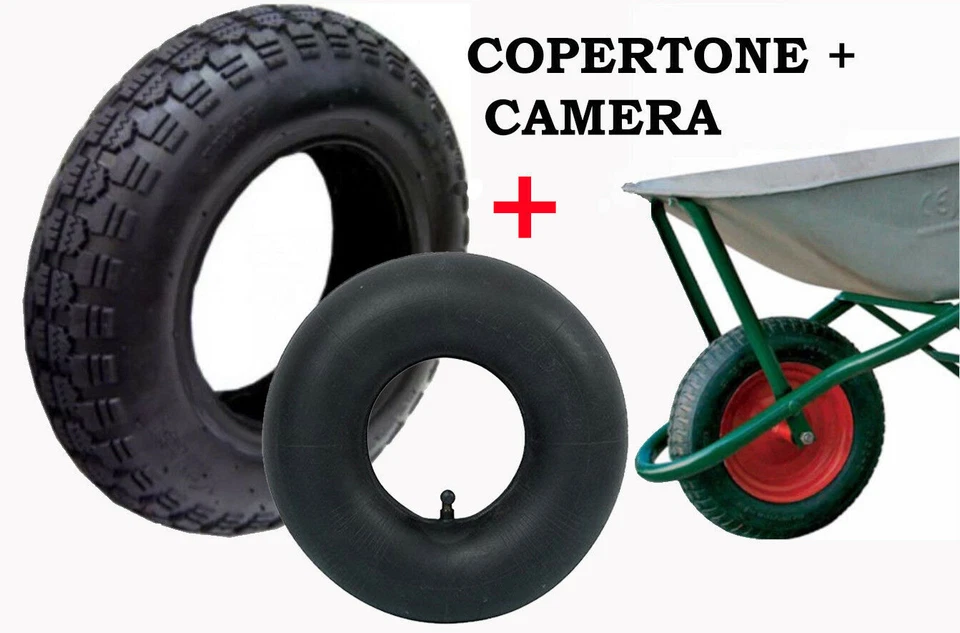 PNEU PNEUMATIQUE 3.50-8 + CHAMBRE INTÉRIEURE 3.50- 8 POUR ROUE DE BROUETTE (1837 - Photo 1/3