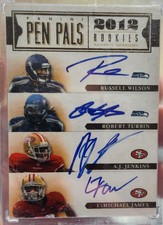 🔥 RUSS WILSON Turbin Jenkins James 2012 PANINI PENPALS ON CARD AUTO RC #13 🔥 