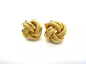 Vintage atemberaubende helle anmutige 14k Gelbgold 3,8 Gramm Knoten durchbohrte Ohrringe - Bild 1 von 4