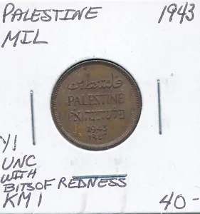 Palestine Mil 1943 Y1 KM1 - UNC with bits of redness - Picture 1 of 2