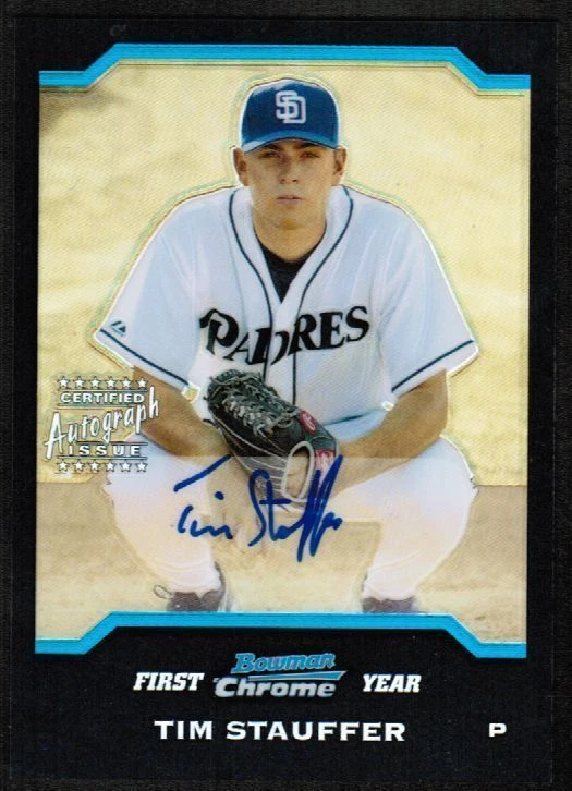 2004 BOWMAN CHROME TIM STAUFFER #341 REFRACTOR ROOKIE AUTO #/500 (ref 5830) - Image 1 of 1