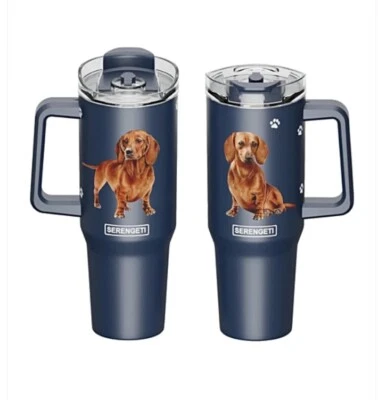 SERENGETI 40 Oz DACHSHUND Stanley Style Steel Tumbler 2 Sided NIB - Image 1 of 4