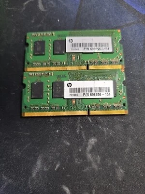 2x HP 4 GB SO-DIMM 1600 MHz PC3-12800 DDR3 SDRAM Memory (B4U39AT) 8gb Total - Image 1 of 2