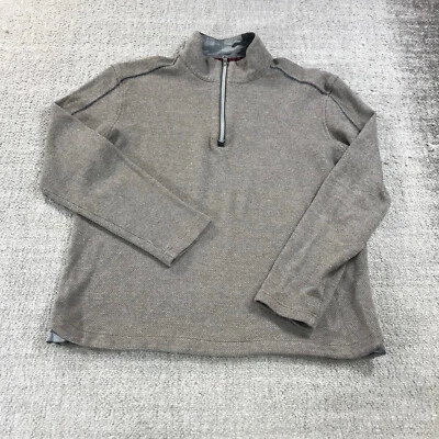 Suéter Robert Graham Para Hombre Mediano Pullover Cuarto Cremallera Beige Marrón Algodón Foto 1 de 4