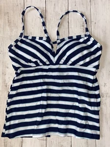 Kona Sol Tankini Damen klein marineblau weiß Streifen hinten offen Schwimmen Oberteil Zielscheibe S - Bild 1 von 6