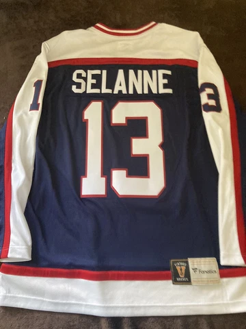 Fanatics Teemu Selanne Retro Vintage Navy Winnipeg Jets Jersey Size M Cover