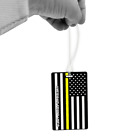 Dünne goldene Linie amerikanische Flagge gelb Gepäck Ausweis Etikett Polizei 911 Notfall Versand