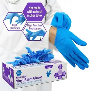 Med Pride Disposable Ambidextrous Synthetic Vinyl Exam Gloves | Large | 100 Ct - Picture 1 of 8