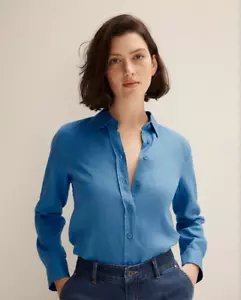 TRENERY Blue Linen Long Sleeve Shirt -XXS - BNWT - RRP $139 - EXTRA 15% off - Picture 1 of 4