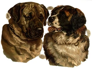 Dogs, Maguire artist, Tuck paper die cut scraps sheet 1007, circa 1890 - Picture 1 of 2