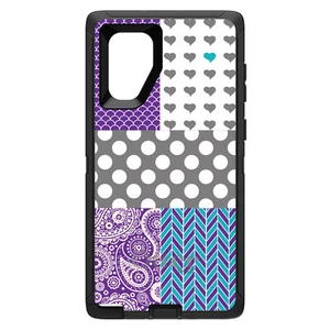OtterBox Defender for Galaxy Note (Choose Model) Purple Teal Grey Patterns - Picture 1 of 11