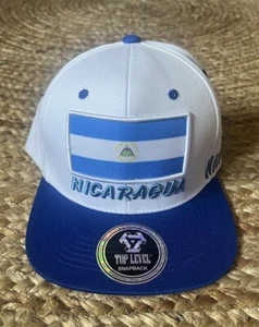 NICARAGUA SOCCER (TOP LEVEL) MENS SNAPBACK HAT (ADJUSTABLE NWT WHITE & BLUE RIM - Picture 1 of 8
