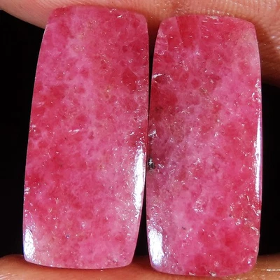54.75 CT 100% Natural RHODONITE Pair Cushion Cabochon Gemstone 12x29x4 mm gm_873 - Image 1 of 4