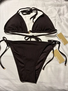 Michael Kors Ladies 2 Piece Bikini Set Size Large Brown - Picture 1 of 10