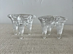 Vintage Igloo Ice Crystal Taper Candle Holders by Goran Warff Brutalist - Picture 1 of 10
