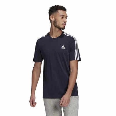 Camiseta de Manga Corta Hombre Essentials 3 bandas Adidas Legend Ink Azul Azu - Imagen 1 de 4