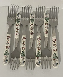 Vtg International Country Christmas Stainless Flatware - 7 Salad Forks - Picture 1 of 5