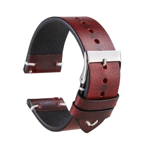 20mm Watch Band Genuine Leather Wristband Comfortable Leather Strap Smartwatch - Picture 1 of 18