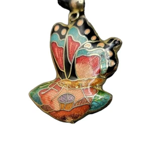 Vintage Cloisonne Butterfly Necklace - Picture 1 of 3