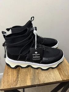 Sperry Women Boots Size 9 Black White Plushwave Ankle Drawstring Water Resistant - Picture 1 of 6