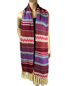 Sciarpa Z&L maglia lunga rettangolare frange rosso viola blu bianco 94 x 16 - Foto 1 di 8