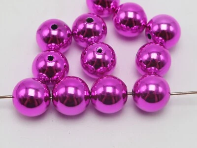 Craft DIY Shiny Metallic Color Acrylic Christmas Smooth Round Beads 12mm-20mm - Image 1 of 4