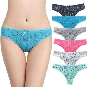 3 6 12 Stck. Menge Damen niedliche Farbe Baumwolle Tangas Unterwäsche Everday G-String Höschen - Bild 1 von 12