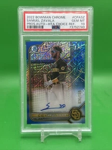 Samuel Zavala 2022 Bowman Chrome HTA Choice Blue Refractor Auto 74/150 PSA 10 - Picture 1 of 2