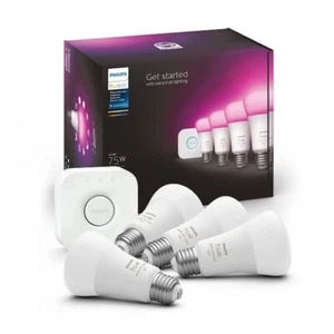 Philips Hue White and Color Ambiance A19 Bluetooth 75W Smart LED Starter Kit - Picture 1 of 1