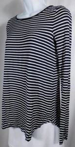 CALYPSO ST BARTH Women's Navy White Striped Scoop Neck Long Sleeve T-Shirt Sz XS - Picture 1 of 5