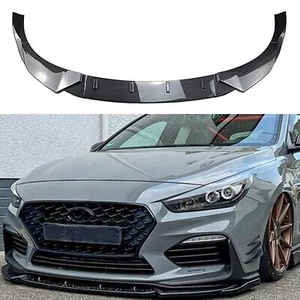 Carbon Fiber Look Front Bumper Spoiler Lip For Hyundai I30N MK3 17-19 Hatchback - Picture 1 of 9