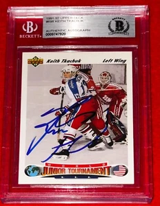 1991-92 Upper Deck 698 Keith Tkachuk Signed Rookie Card BAS Auto RC Jets - Picture 1 of 2
