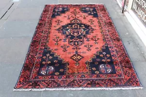 Vintage Hand Made Traditional Oriental Wool Pink Orange Large Rug 232x131cm - Picture 1 of 15