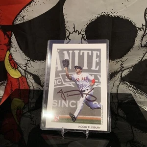 JACOBY ELLSBURY Red Sox Signed Auto 4” X 6” PHOTO Wives Food Drive & TOPLOADER - Picture 1 of 2