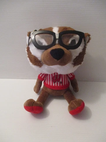University of Wisconsin Bucky Badger w/ Glasses & Pencil Team Nerds Large Plush Cover
