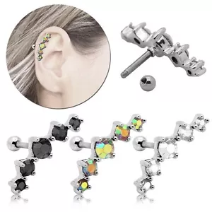 Edelstahl Helix Piercing Ohrstecker Tragus Knorpel Cartilage Strass Glitzer Ohr - Bild 1 von 5