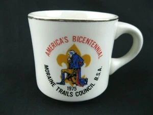 Taza de café de colección 1975 Boy Scouts BSA Americas Bicentennial Moraine Trails Council  - Imagen 1 de 5
