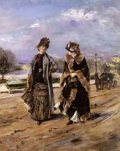 Oil painting eduardo leon garrido - a leisurely promenade two young ladies art - Picture 1 of 1