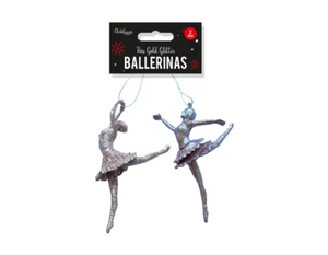 2 in a Pack Rose Gold Glitter Ballerina Christmas Hanging Decoration (U17) * - Picture 1 of 1
