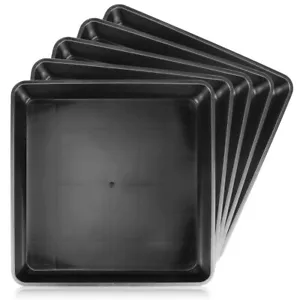 5PCS Square Plant Saucer 11 Inch Thick Plastic Flower Pot Tray Black - Picture 1 of 7