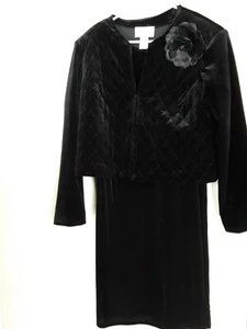 Susan Graver Black Velvet Dress With Jacket Sz M - Picture 1 of 4
