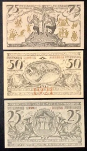 1921 GERMANY PAPER MONEY - SET OF 25, 50, & 75 PFENNIG BANKNOTES! - Picture 1 of 2