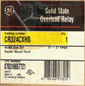 GE CR324CXHS SOLID STATE OVERLOAD RELAY NEMA SIZE 0/1 STARTER MOUNT FORM 13-27A - Picture 1 of 5