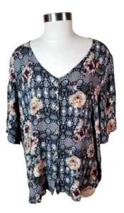Damen-Cinch-Krawatte mit Blumenmuster Tagesausflug Rücken Größe XXL Rayon EUC! - Bild 1 von 6