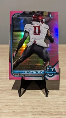 2022 Bowman University Jaylen Watson 1st Pink Refractor #76 Chiefs - Image 1 of 2