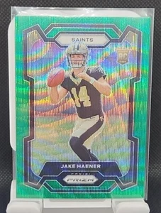 2023 Panini Prizm Football Jake Haener Green Wave Rookie RC #374 Refractor - Bild 1 von 3