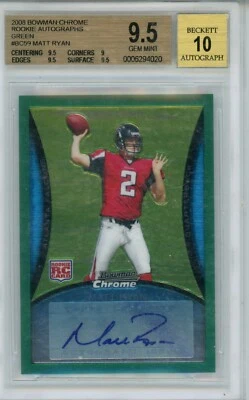 MATT RYAN 2008 Bowman Chrome Rookie AUTO / AUTOGRAPH /150 BGS 9.5 / 10 - Image 1 of 2