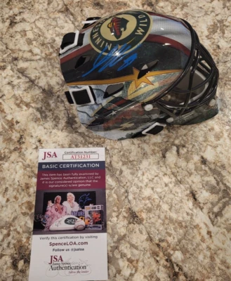 Jesper Wallstedt signed Minnesota Wild mini goalie mask Auto JSA - Image 1 of 3