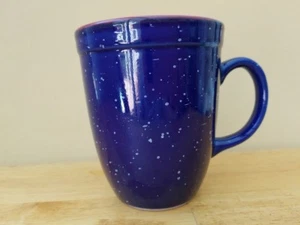 Cobalt Blue Speckled Over Sized Coffee Mug Stoneware Grape Purple Interior - Picture 1 of 5