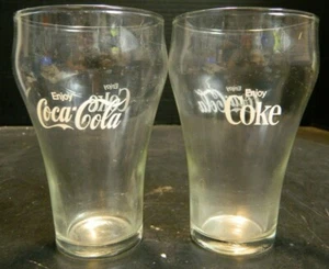 Vintage Set of (2) Libbey Coca Cola Glasses White Lettering 5" x 3.25" Excellent - Picture 1 of 7